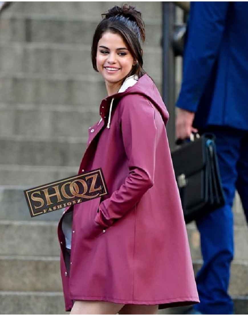 Selena Gomez Purple Leather Coat Selena Gomez Purple Leather Coat